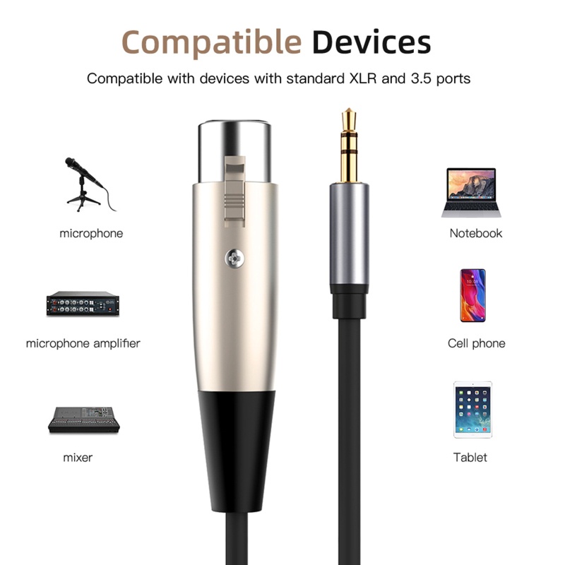 Dây Cáp Âm Thanh XLR Sang 3 5mm 1 8 inch 5ft 150cm Chuyên Dụng Cho Máy Ảnh DSLR