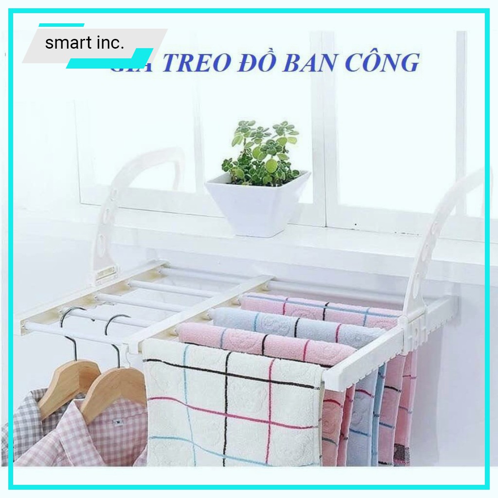 Kệ Giá Phơi Treo Để Đồ Treo Ban Công Lan Can Bệ Cửa Sổ Ngoài Trời Sào Nhựa Phơi Khăn Quần Áo Tất Vớ Tháo Xếp Gấp Gọn