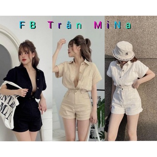 Jumpsuit cổ sơ mi tay ngắn -3 màu