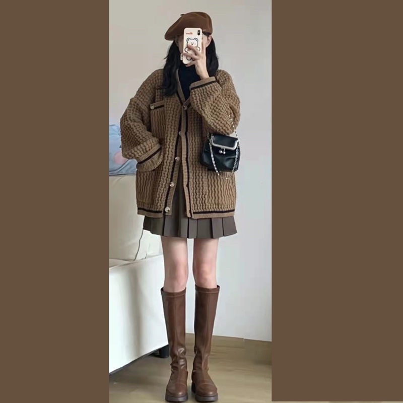 [KÈM ẢNH THẬT] SET ÁO CARDIGAN VÀ CHÂN VÁY PHONG CÁCH VINTAGE 2023