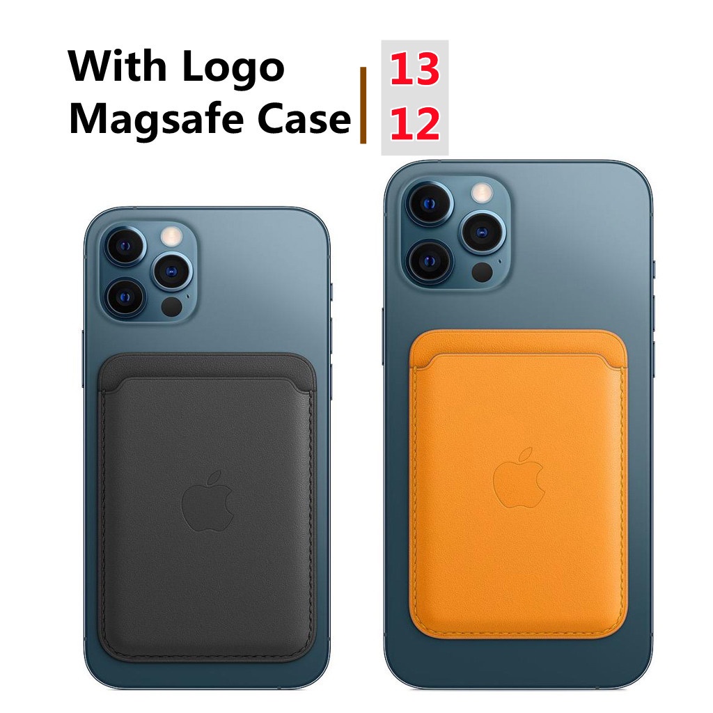 Bao da đựng thẻ hỗ trợ sạc không dây có nam châm và logo thích hợp cho iPhone 13 Pro Max và iPhone 12 Mini