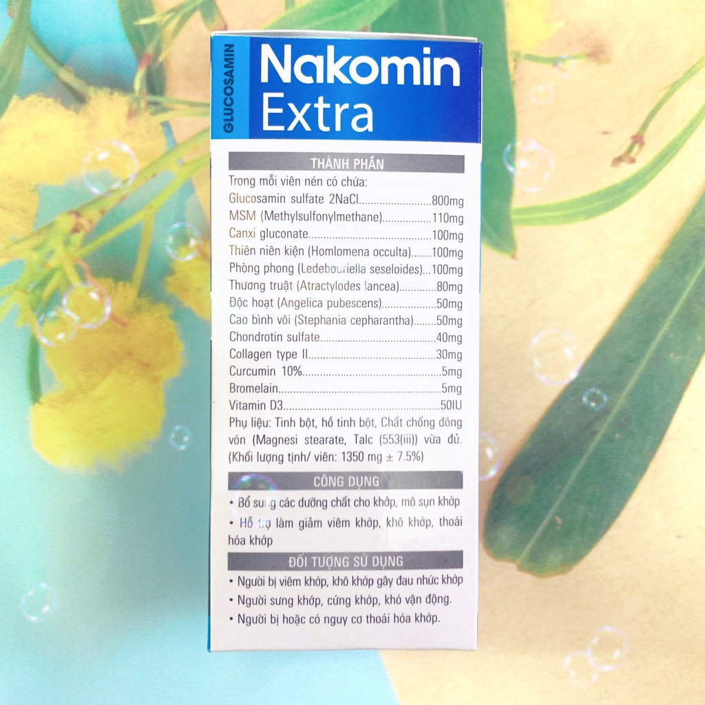 Viên uống xương khớp Nakomin Extra giảm viêm khớp, khô khớp, thoái hóa khớp hiệu quả