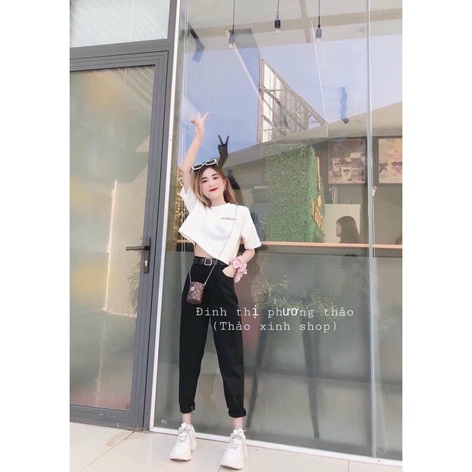 Quần Jeans Baggy Nữ Cạp cao 2 nút Chuẩn Form Hack dáng Chất liệu Cao cấp Trẻ trung cực hot