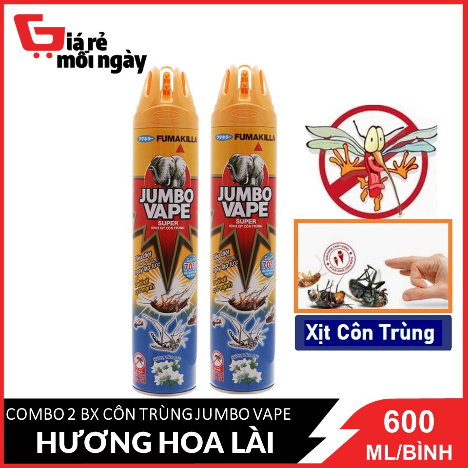 COMBO 2 Bình xịt côn trùng JUMBO FIK Hương Hoa Lài 600ml X2