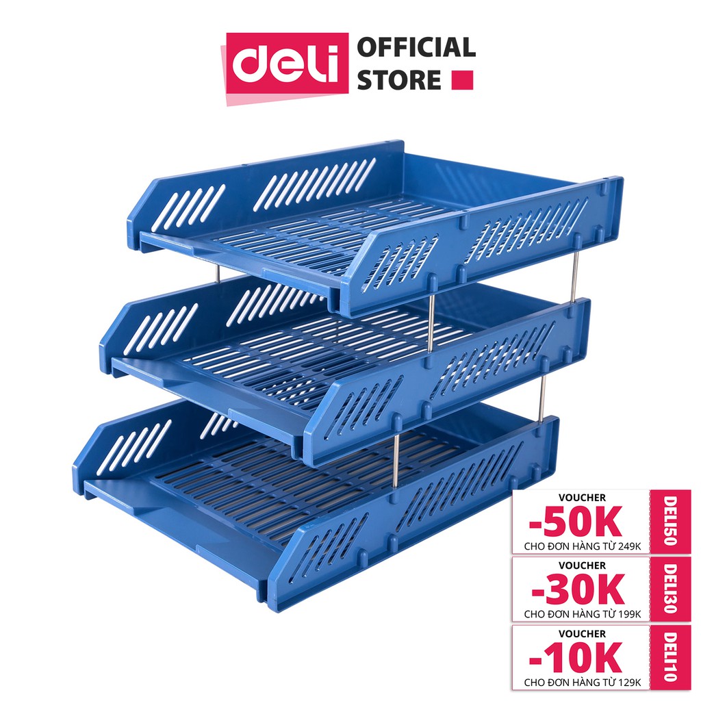 [Mã LIFEDELI5 giảm 10% đơn 99K] Giá tài liệu 3 ngăn Deli, Ghi xám - 1 chiếc - E9209