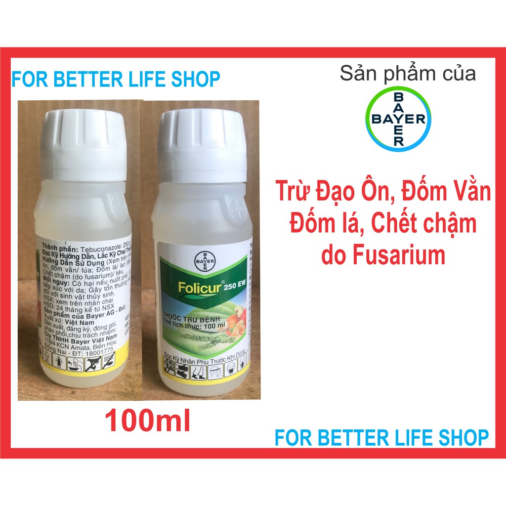 Folicur 250EW Nước Trong Trừ Chết chậm do Fusarium chai 100ml