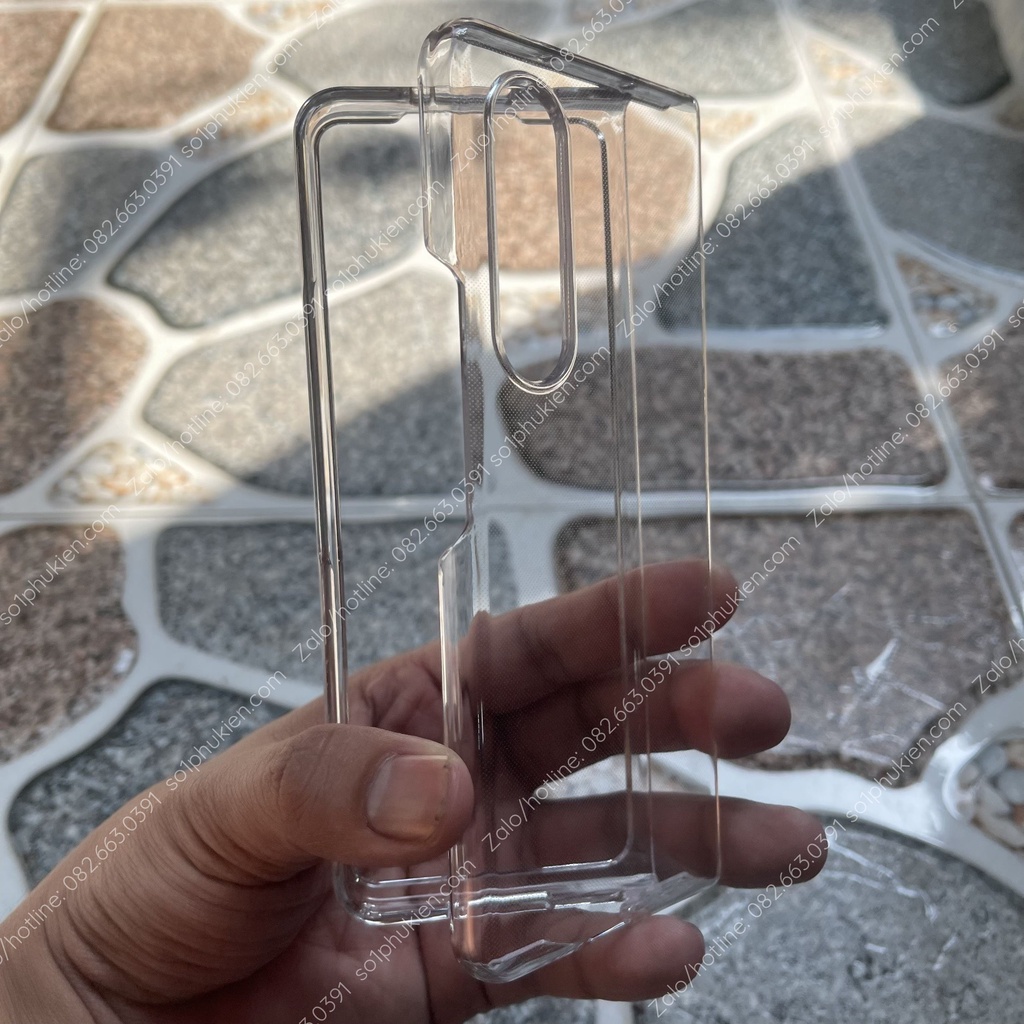 Ốp lưng Samsung Galaxy Z Fold 3 ( Fold3 ) 5G pc cứng trong suốt, có viền gồ bảo vệ cam bền đẹp