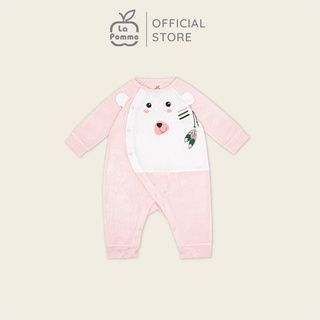 La Pomme sơ sinh Bộ đồ dài tay cúc lệch, cúc thẳng, body dài, bodychip Teddy Bear(CTV)