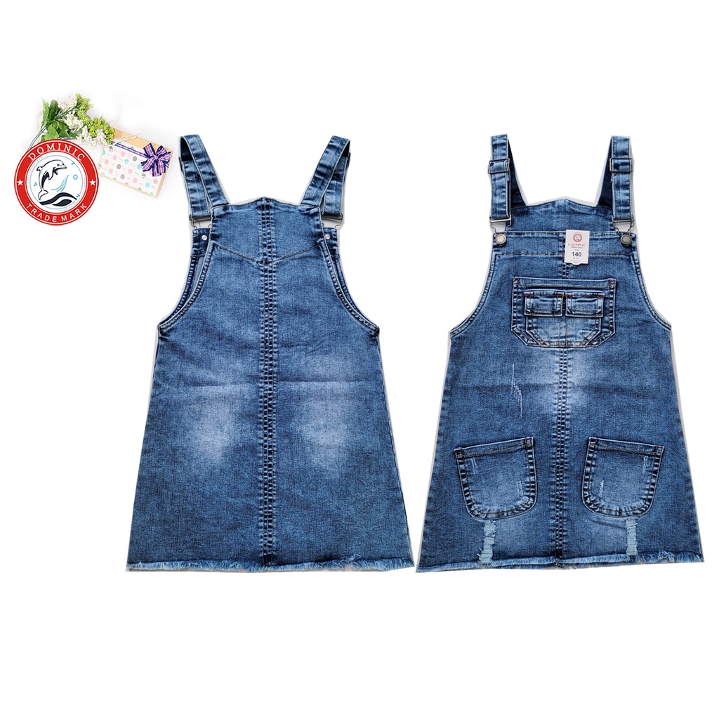 Yếm jean bé gái, yếm bò cho bé gái size đại YJBG60 từ 35kg-50kg