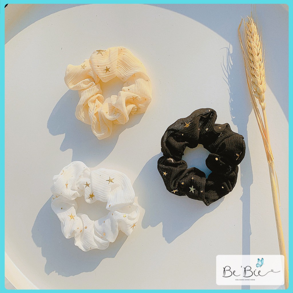 [BP168] Cột tóc vải Scrunchies lụa mềm sao bling - BeBie Phụ kiện cưng