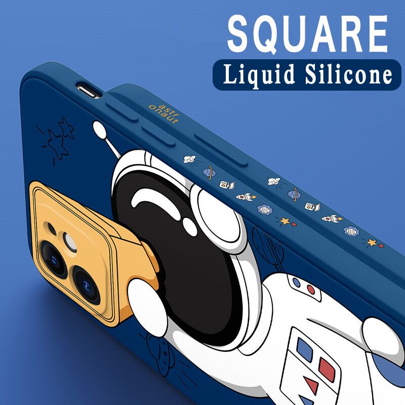 Ốp điện thoại silicon họa tiết phi hành gia hoạt hình cho Iphone 12 11 Pro Max Mini Xs X Xr 7 8 Plus Se 2020