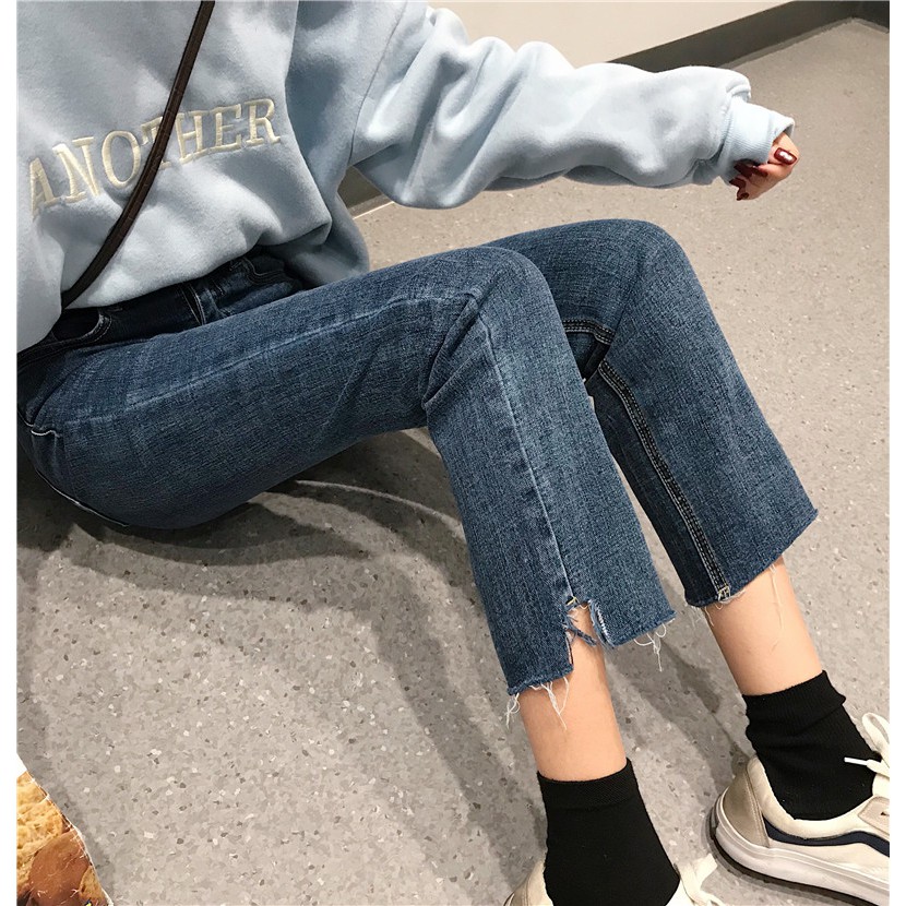 QA11_Quần jeans cạp cao ống đứng ulzzang