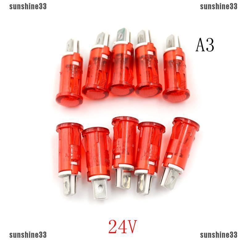 Bộ 10 ĐèN LED TíN HiệU 10mm 12V 24V - MàU Xanh Lá / Đỏ