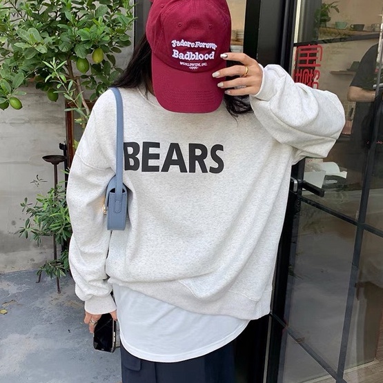 Áo Sweater In Chữ BEARS Áo Sweater Tay Bồng Chất Nỉ Ngoại Dày Dặn Form Rộng Freesize Unisex Ảnh Thật