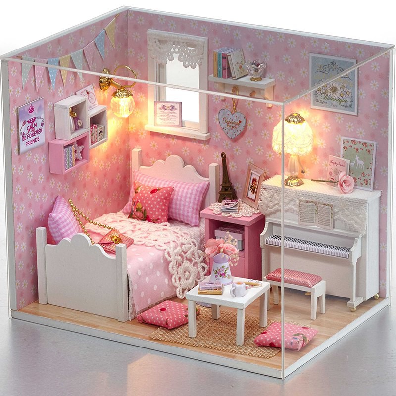 Nhà Búp Bê DIY – Cute Room H015 ( Kèm mica + keo )