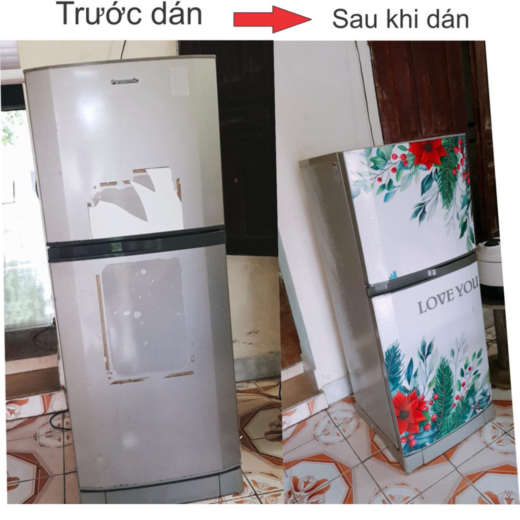 Decal dán tủ lạnh máy giặt hình hoa Trạng Nguyên