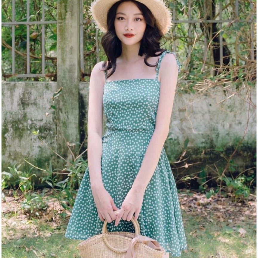 Đầm hoa nhí 2 dây cột nơ (có ảnh thật) | BigBuy360 - bigbuy360.vn