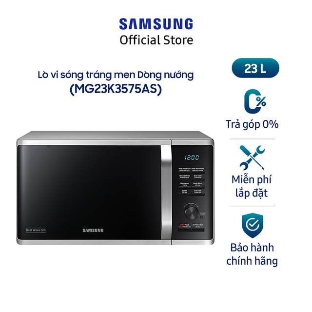 [Mã ELSS500 giảm 5% đơn 500K] Lò vi sóng có nướng Samsung MG23K3575AS/SV 23 lít