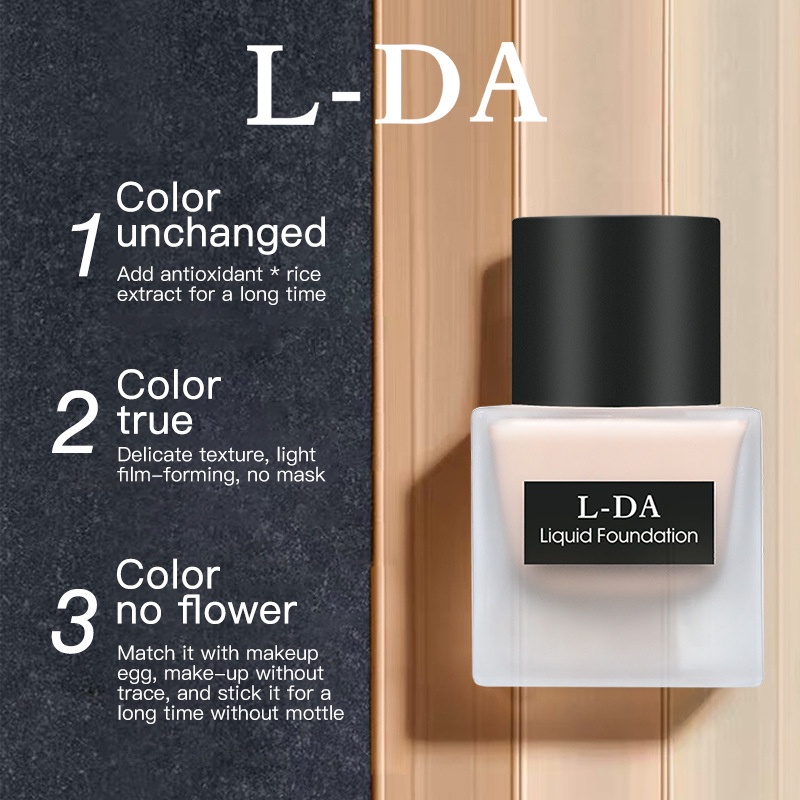 Kem nền dạng lỏng L-DA Liangda dưỡng ẩm che khuyết điểm dạng chai vuông nhỏ dễ sử dụng