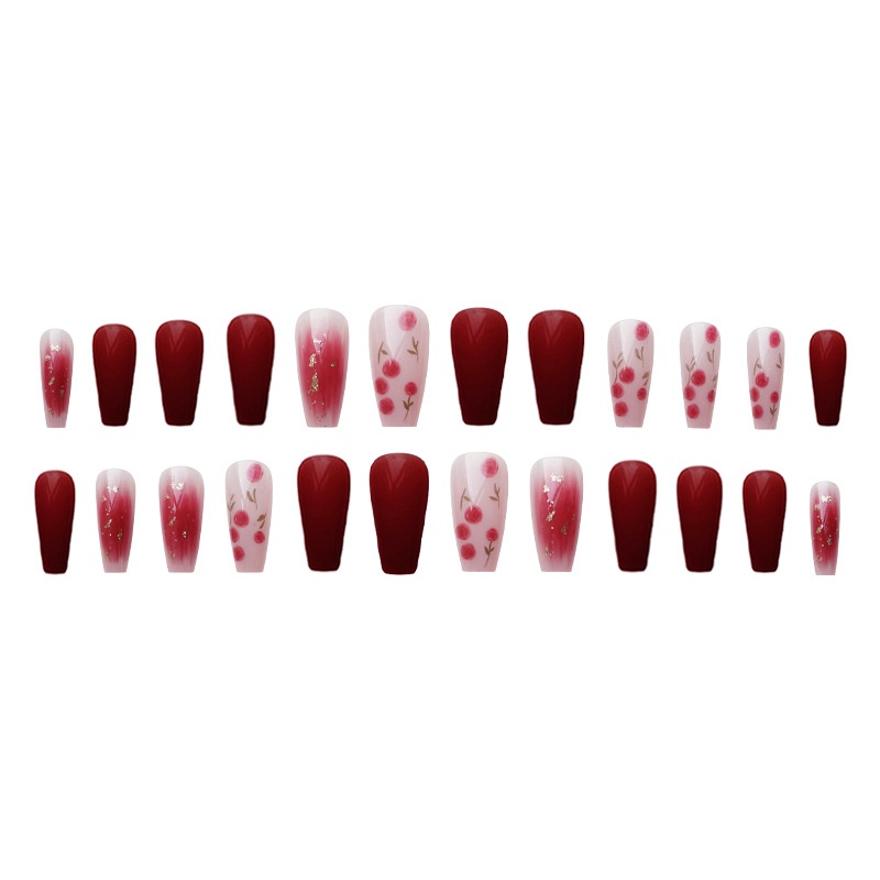 Set 24 móng tay giả dài vuông thiết kế thời trang Jojo PD172 móng giả nailbox rẻ đẹp sanh chảnh kèm keo dán tự gắn
