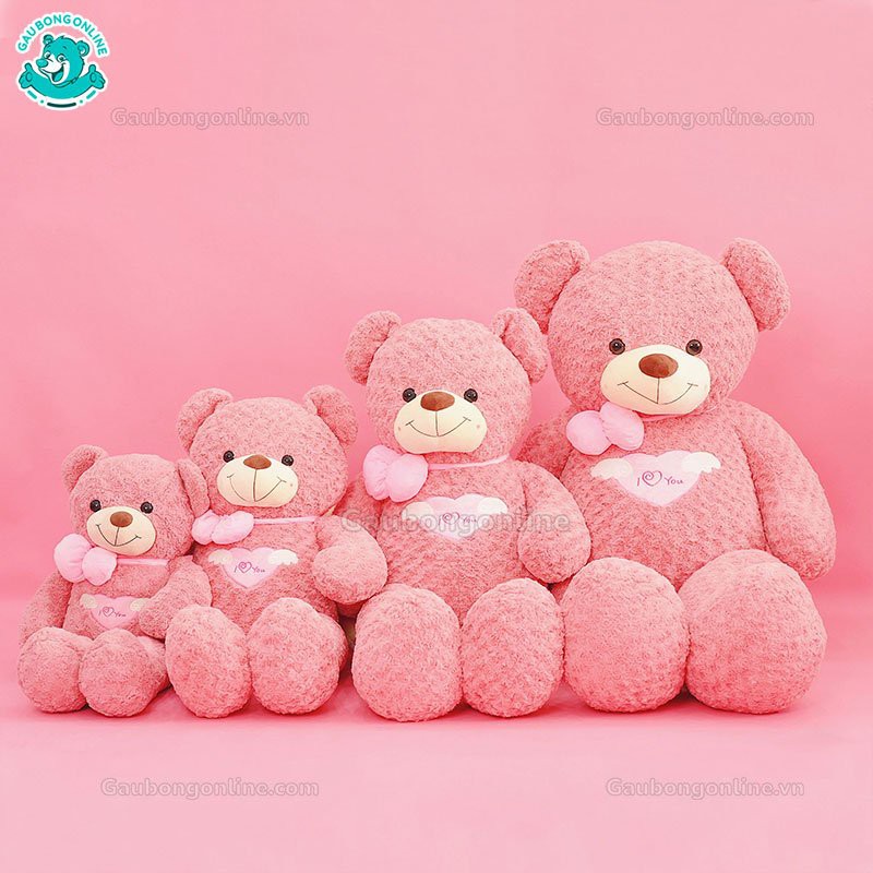 Gấu Bông Teddy Cao Cấp Angel hồng lông xoắn 80cm - 1m1 - 1m3 - 1m6. Quà tặng Đẹp và ý nghĩa.