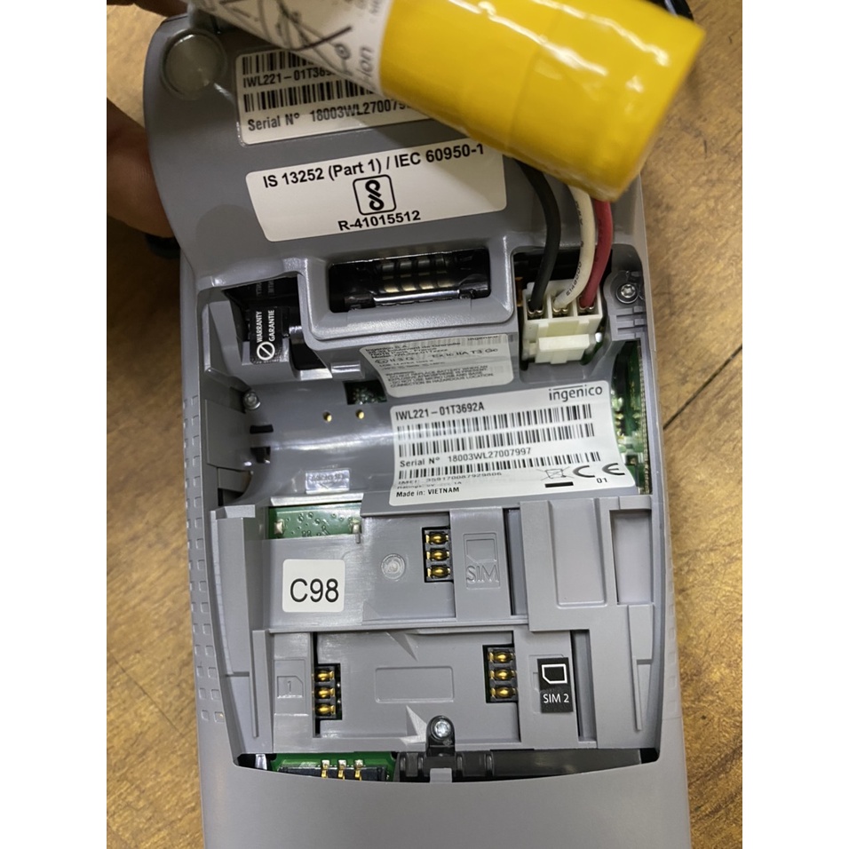 xác máy quẹt thẻ atm pos ingenico IWL221
