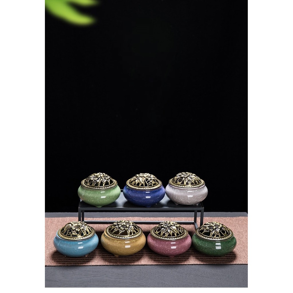 Lư xông trầm hương đỉnh đốt nhang gốm sứ men rạn | BigBuy360 - bigbuy360.vn