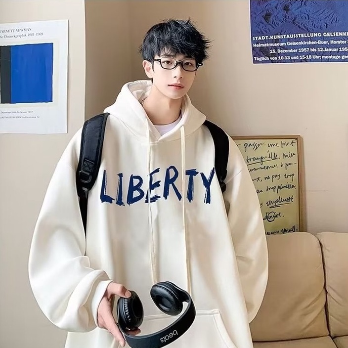 Áo Hoodie Dáng Rộng In Chữ Phong Cách Hàn Quốc Cho Nam Nữ