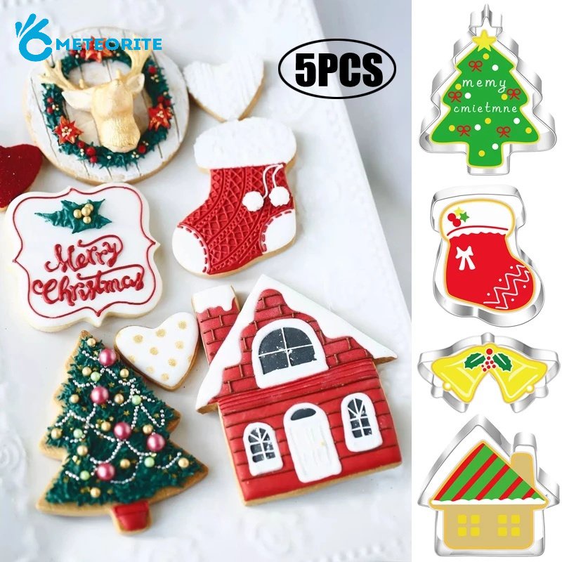 Set 5 Khuôn Cắt Bánh Quy Tạo Hình Chủ Đề Giáng Sinh