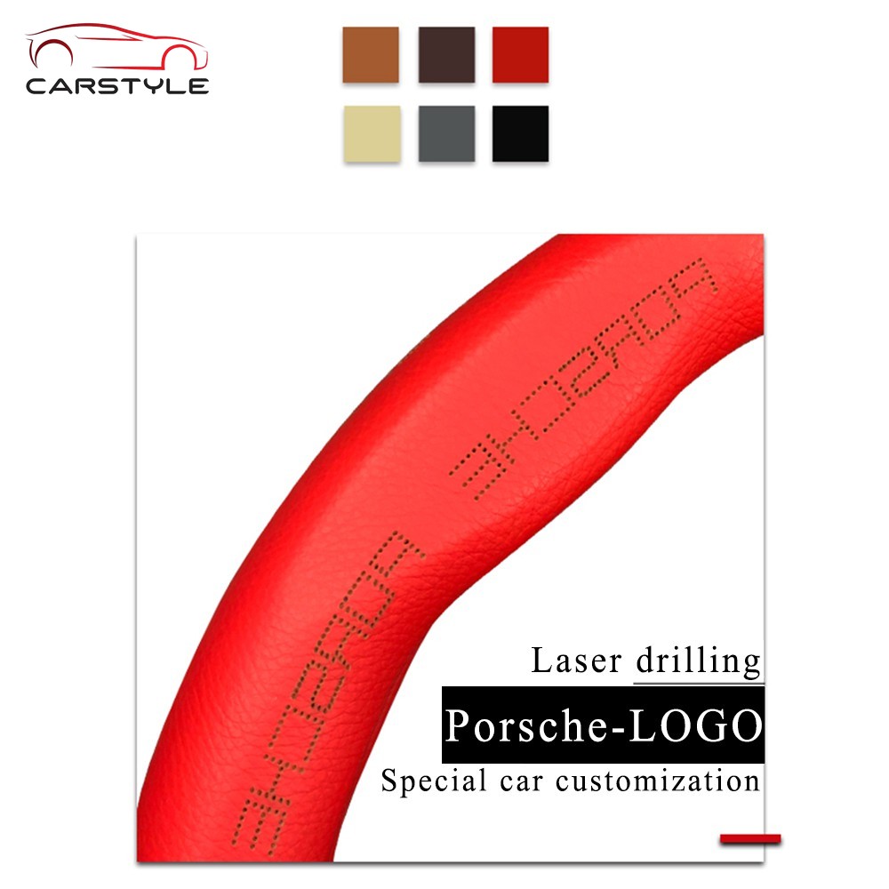 Bọc vô lăng bằng da bò chất lượng cao cho xe hơi Porsche Fit Macan Cayenne 718 911 Panamera GTS S Turbo S 4S