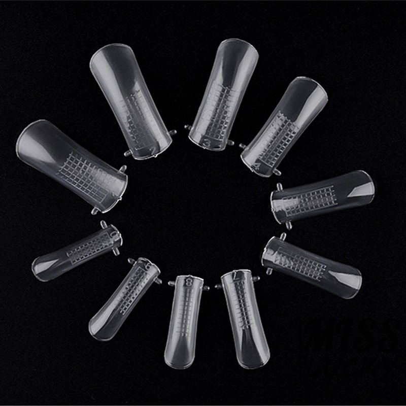 Set 100 khuôn móng tay nhân tạo trong suốt có thể tái sử dụng