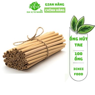Combo 100 Ống hút tre ICHII xuất khẩu - Bảo vệ môi trường hộp 100 ống (tặng kèm 3 gói trà thảo mộc)