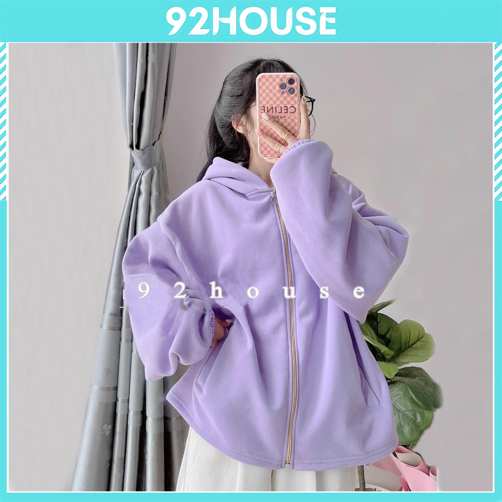 Áo khoác nỉ basic trơn có nón phom rộng freesize / Áo gió ulzzang unisex