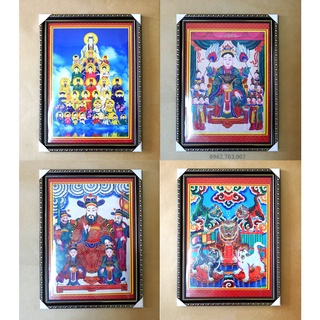 [NHIỀU MẪU] Tranh Tứ Phủ khung composite 35x47cm tranh vải phủ bóng