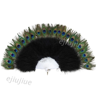 Quạt cầm tay lông chim công phong cách vintage
