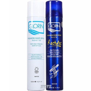 Keo Xịt Tóc Giữ Nếp Mềm & Cứng Glorin 420 Ml, 100% chính haãng