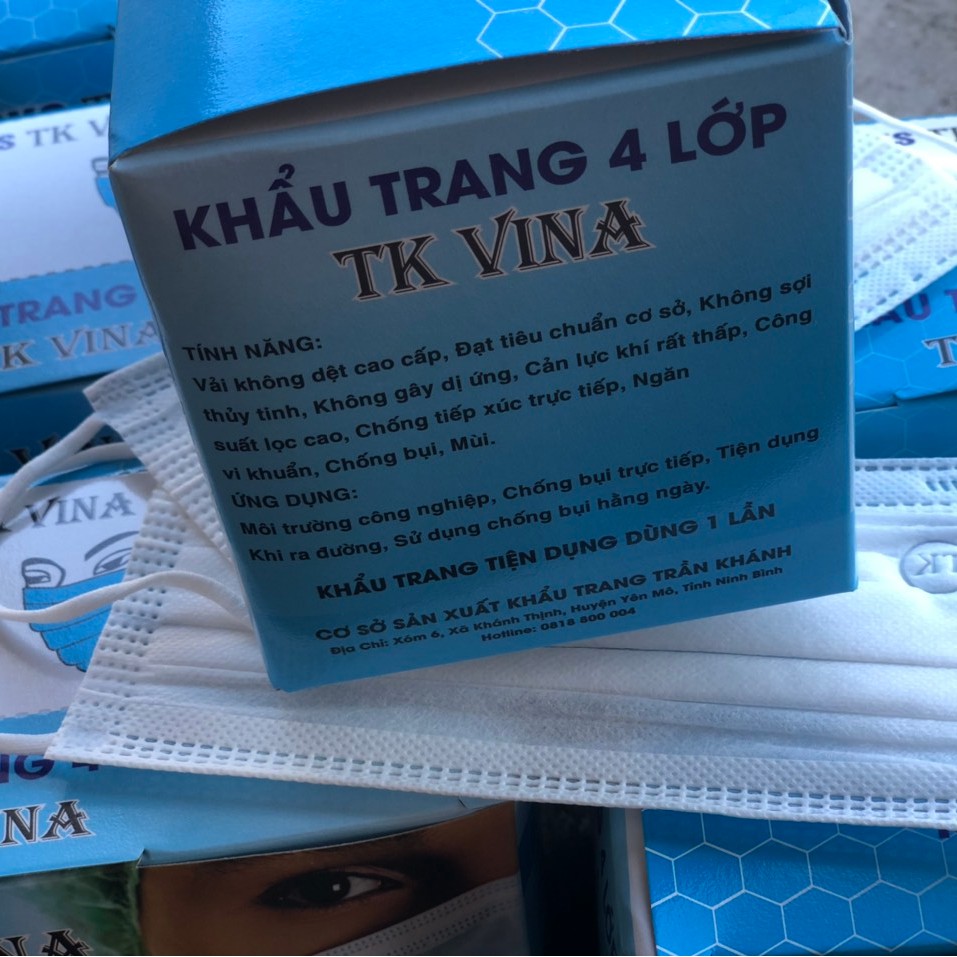 Hộp 50 cái khẩu trang y tế 4 lớp TK VINA - Hàng có sẵn