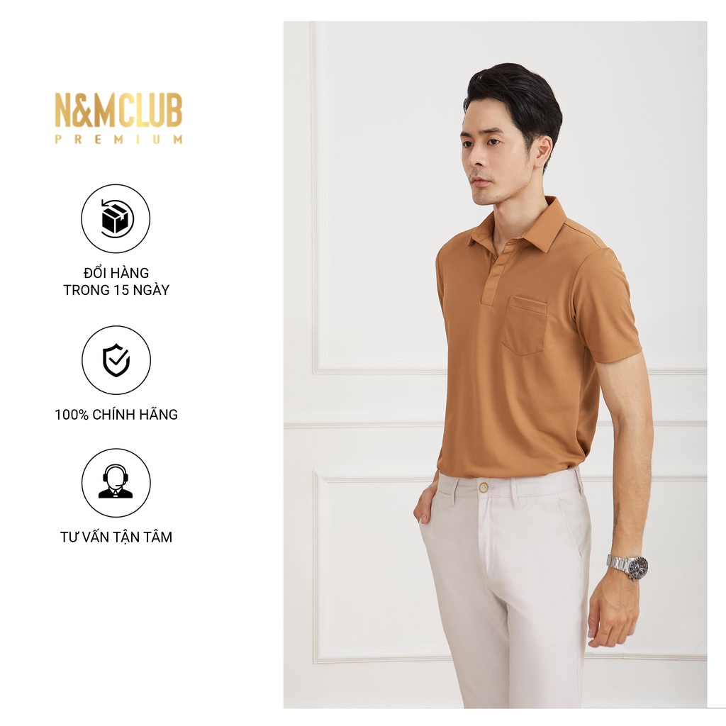 Áo Thun Polo Nam N&amp;MCLUB ngắn tay cổ bẻ màu nâu mã 2103054