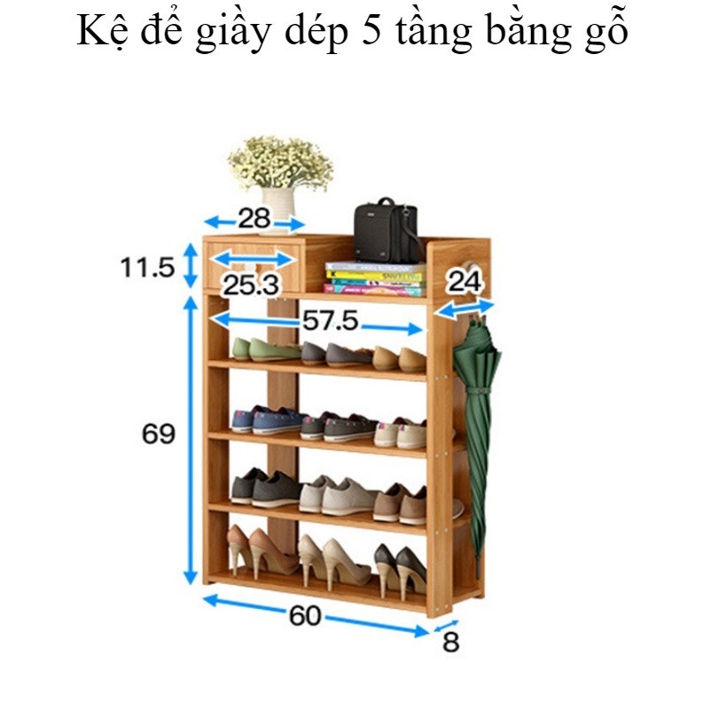 KỆ GỖ ÉP ĐỂ GIÀY 5 TẦNG LẮP GHÉP CHỊU LỰC