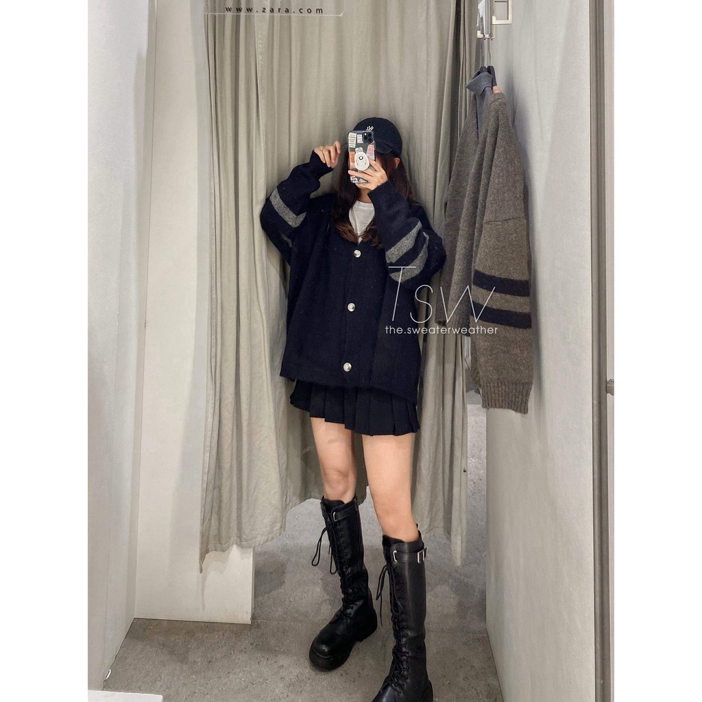 Áo cardigan len lông thỏ tay sọc oversize | BigBuy360 - bigbuy360.vn