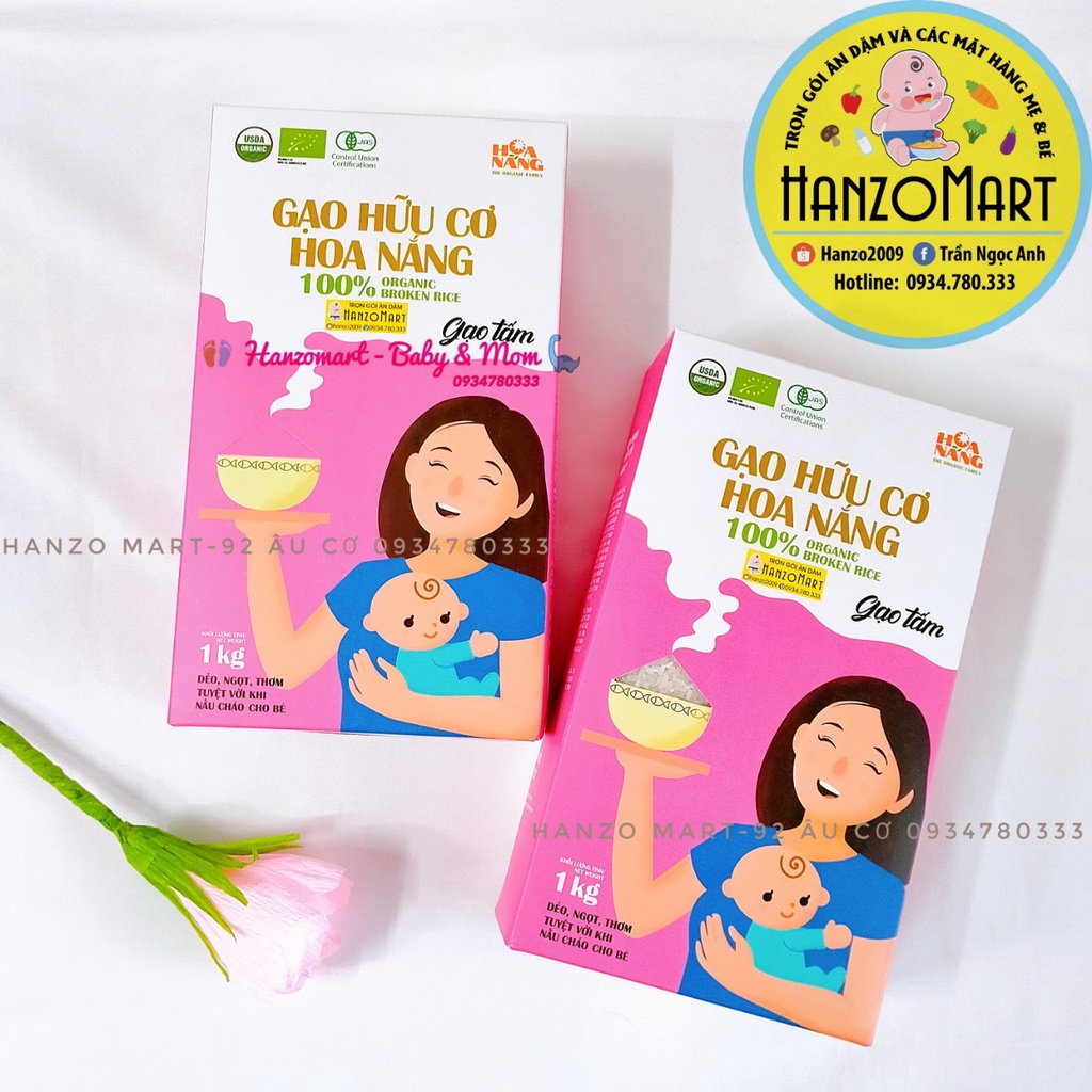 Gạo hữu cơ cho bé ăn dặm / Gạo tấm hữu cơ Hoa Nắng hộp 1kg