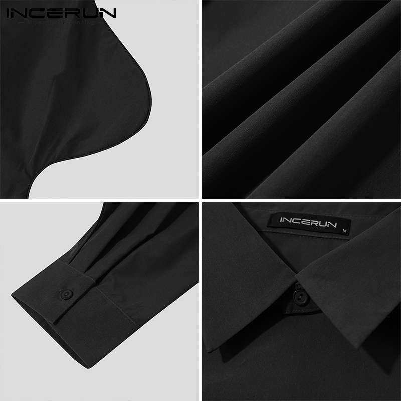 Áo khoác croptop INCERUN tay dài cổ bẻ thời trang dành cho nam