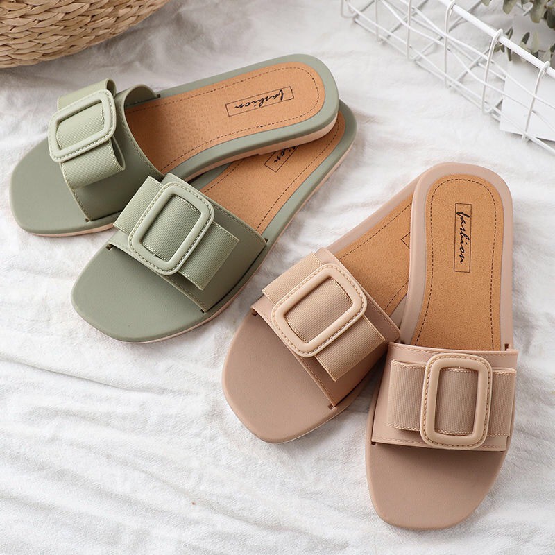 Dép khóa chữ nhật chính giữa quai đan loại 1 ulzzang 2F03