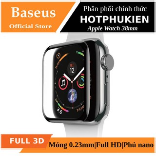 Miếng dán kính cường lực Full 3D BASEUS cho Apple Watch 38mm / 42mm / 40mm / 44mm  (Mỏng 0.3mm, Full HD, Vát cạnh 3D,)