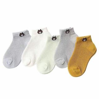 Túi 5 tất lưới gấu trẻ em xuất Nhật( túi zip)