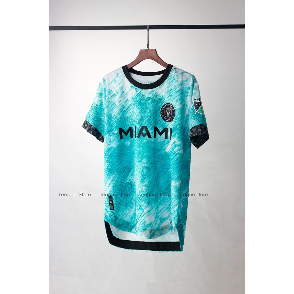 Bộ quần áo thể thao nam Miami - mẫu áo quần bóng đá màu xanh ngọc vải thoáng mát form âu Leaguestore