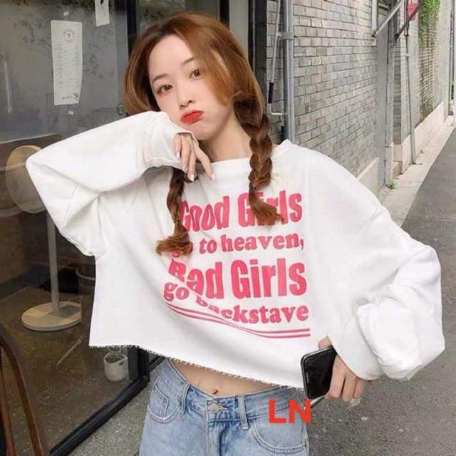 Áo croptop bo tay GOOL GIRL bo tay LN12