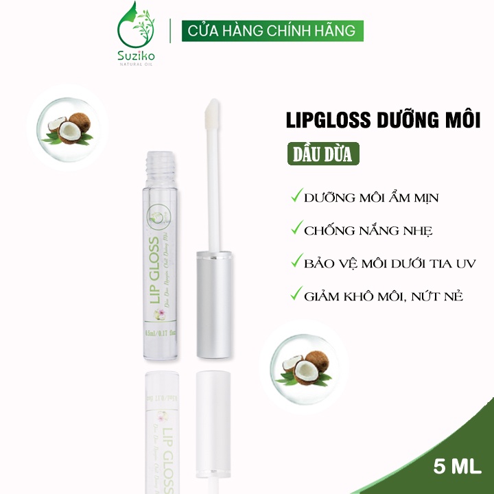 Lip Gloss dầu olive SUZIKO dưỡng môi ẩm mịn tươi hồng 5ml