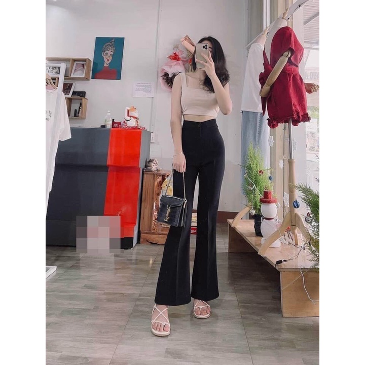 Quần Ống Loe Cạp Cao 1 Cúc Nhiều Màu Siêu Hách Dáng
