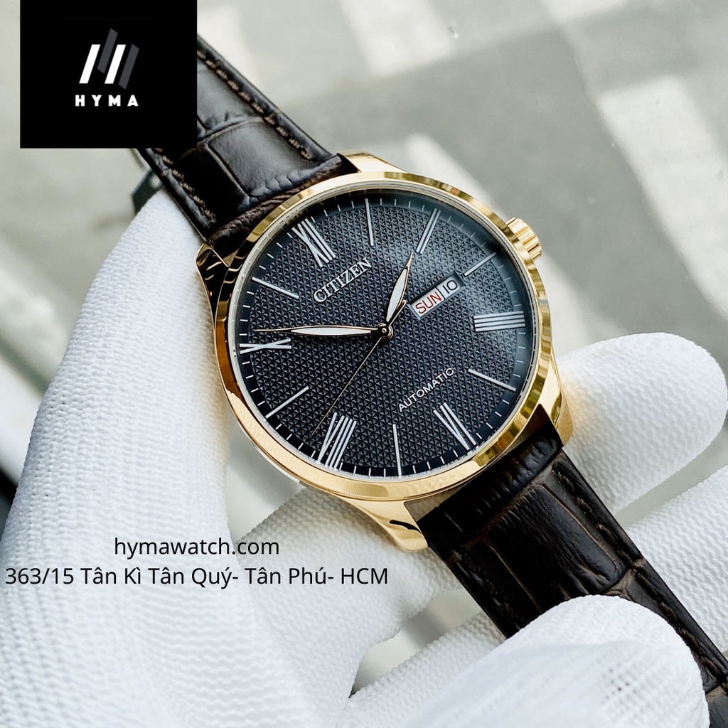 Đồng hồ nam dây da máy cơ Citizen NH8353-00H Mặt đen size 41mm - Chống nước 5ATM Bảo hành 1 năm Hyma watch